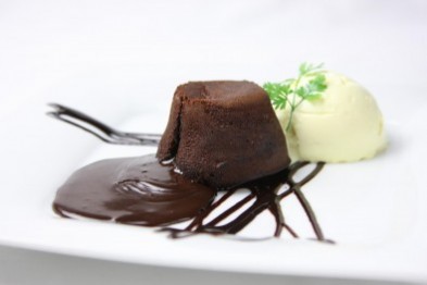 Fondant au Chocolat (Petit Gâteau) with Vanilla Ice Cream